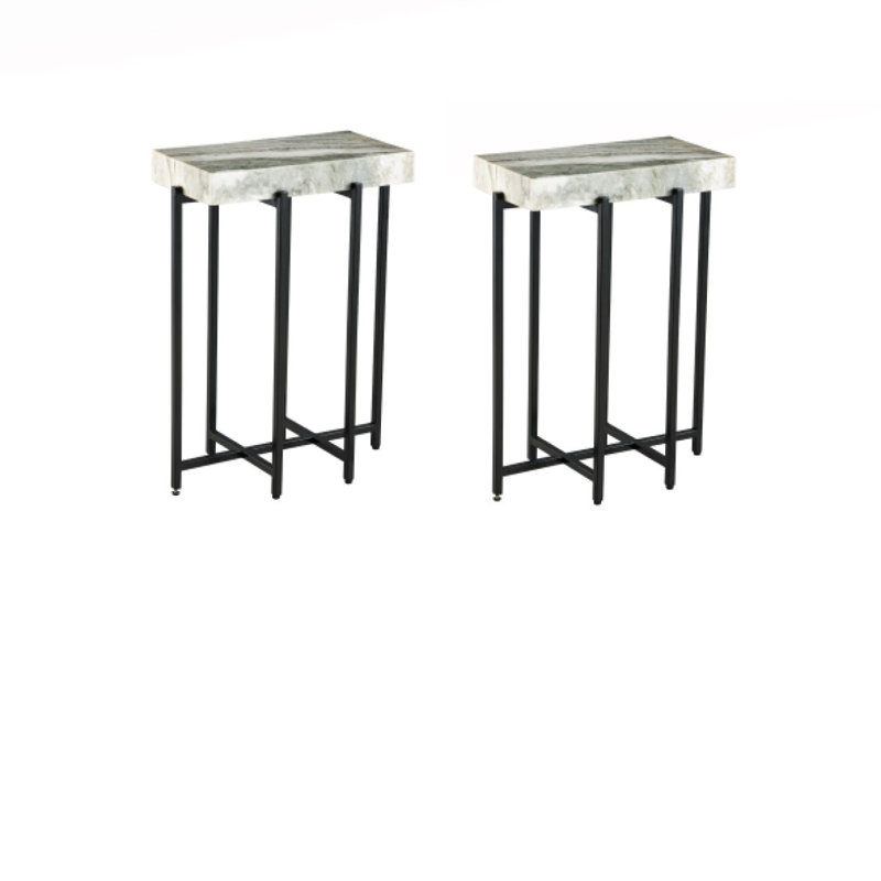 Ayvaz 24'' Tall Genuine Marble Top End Tables, Set Of Two