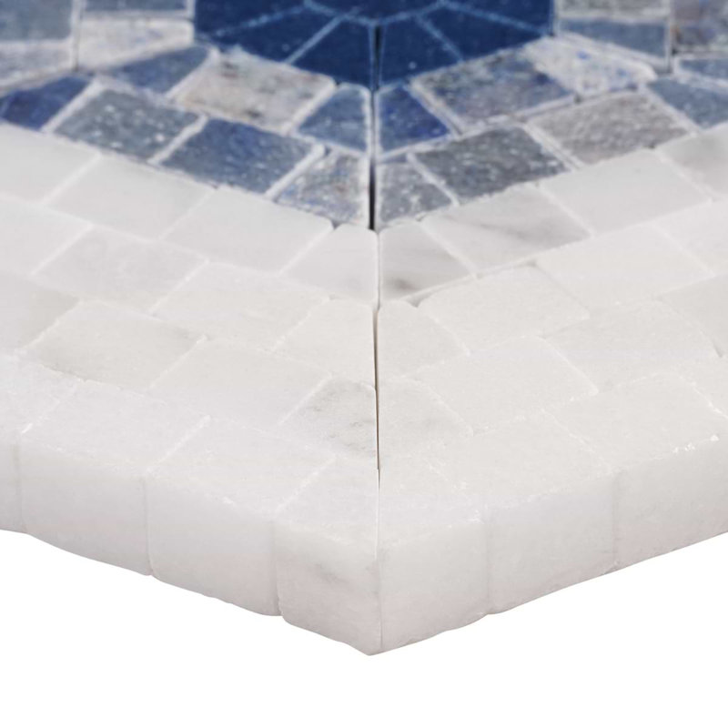 Ako 6" Hexagon Marble Micro Mosaic Tile, Azul Blue