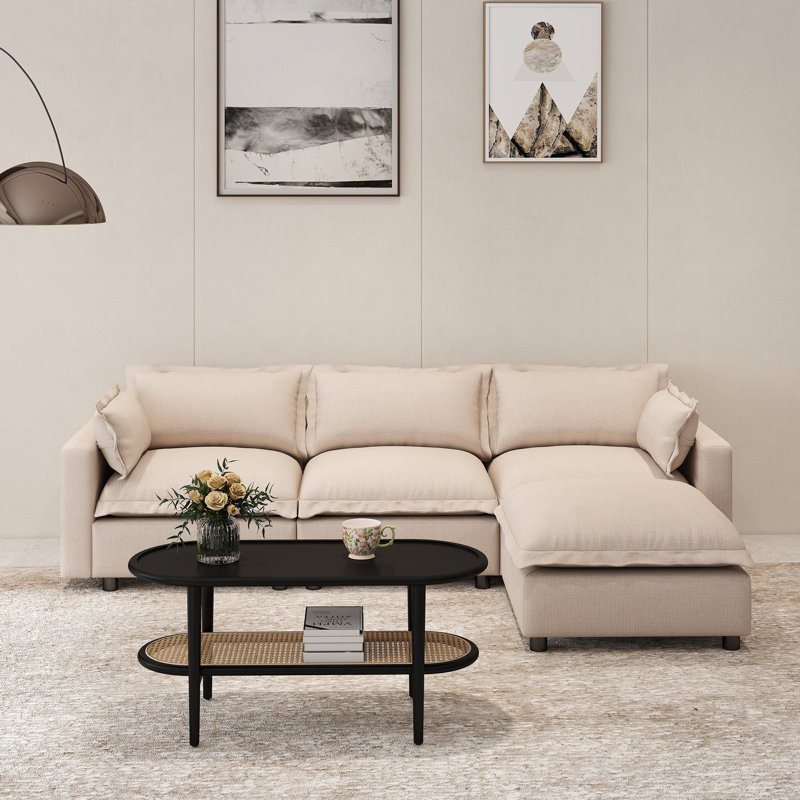 Canapé rembourré avec table basse et repose-pieds, Otameal