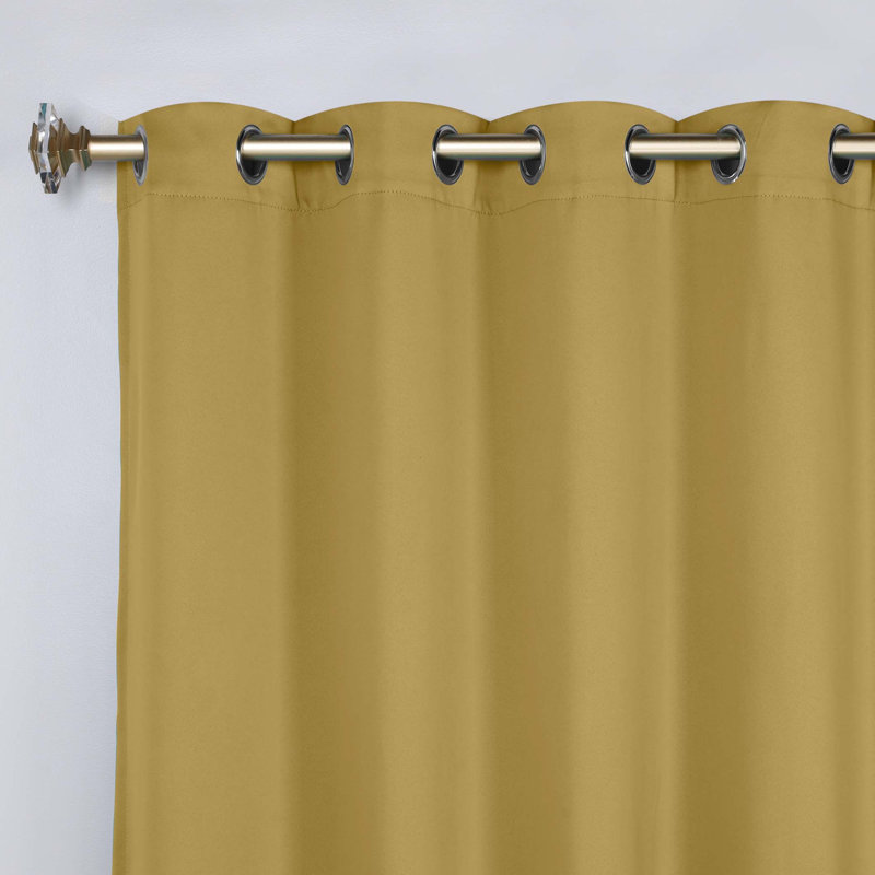 Paire de rideaux obscurcissant avec œillets Millendon, L 52 po x L 72 po, Jaune et moutarde
