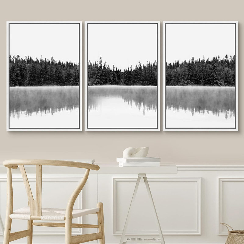 «Woodland Nursery Decor», impression sur toile encadrée sur fond noir, H 24 po x l 16 po x P 1,5 po, Cadre blanc