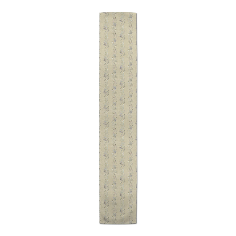 Amear Rectangular Floral Table Runner, 72" x 16", Tan