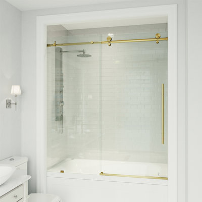 Elan E-Class 56-60" W x 66" H Sliding Frameless Tub Door with 3/8" Clear Glass