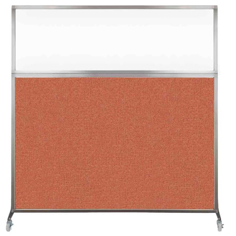 Cloison de bureau Hush - fenêtre transparente, Orange clair, 72"