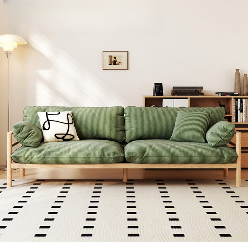 Canapé Log-style Minimalist Living, Vert matcha, Burlywood