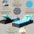 Garden Patio Furniture - 3 Lounger Chair, Cushioned Couch, Tempered Glass Coffee Table, Blue For Outdoor Living Poolside Recliner Chair Lounge Chaise, Relaxation
