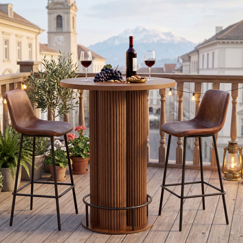39.37"H Round Bar Table with Plum Pedestal