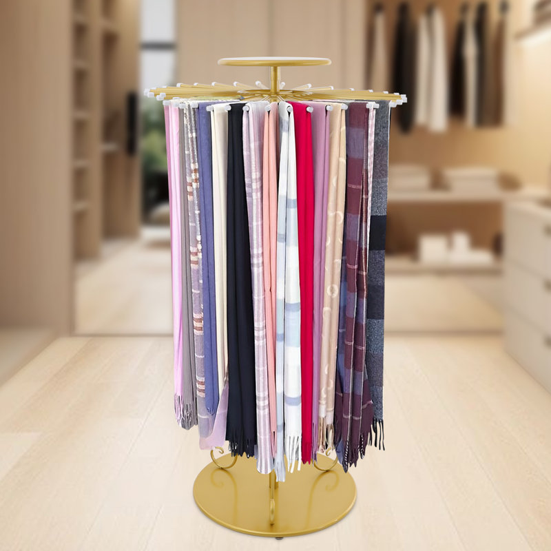 Présentoir à foulard autoportant rotatif rond