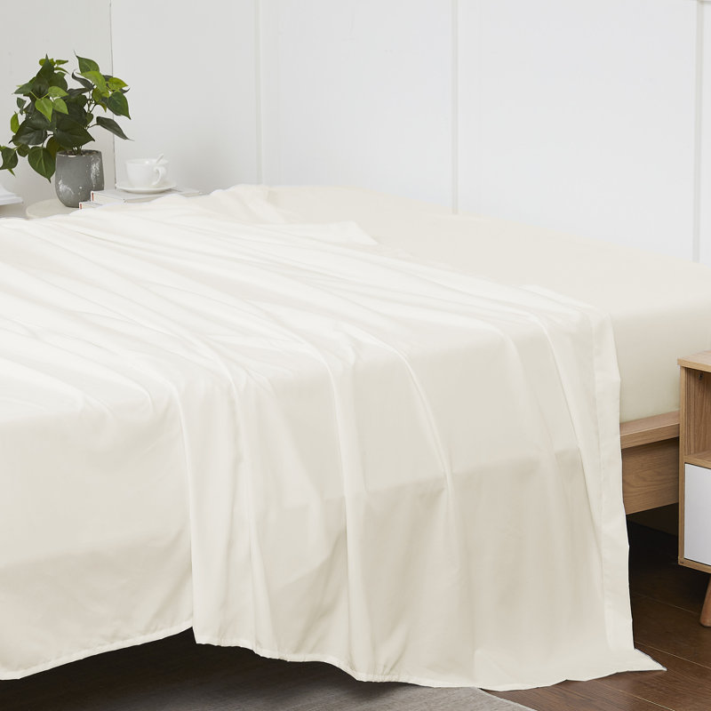 Single Flat/Top Sheet Only, Ultra Soft Double Brushed Microfiber, King Flat Sheet, Ivory