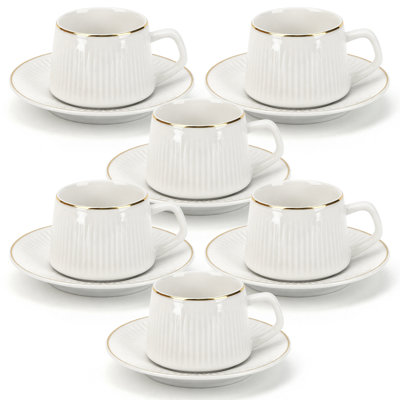 Ensemble de 6 tasses à café en céramique avec poignée pour café au lait, thé, cappuccino, lait, cacao, lave-vaisselle et micro-ondes
