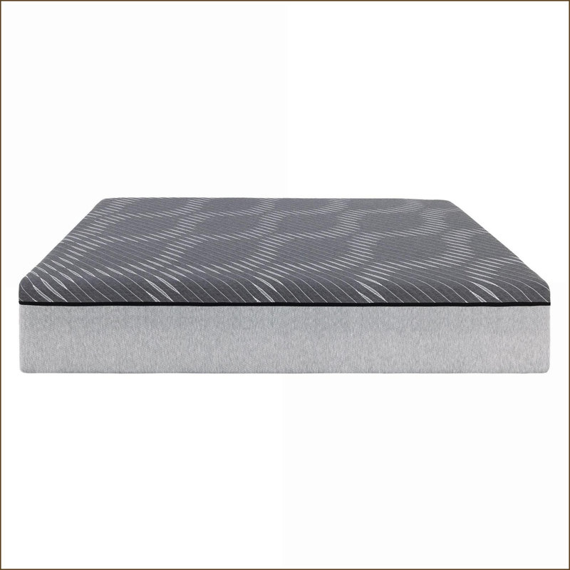 Mattresses, 12'' Queen Hybrid with Soft Waterfall Ticking Cover, Compressed Rolled Boxed | Foam+Spring | Light Gray, 12"
