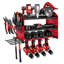 Support mural pour outils électriques, support de rangement à 3 couches avec 4 supports de perceuse, support à outils et support de rangement avec panneaux perforés latéraux, organisateur pour outils de garage, établi et atelier