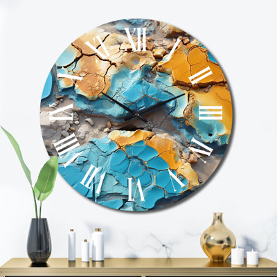 Horloge murale Lava Marble Art, orange liquide et bleu III