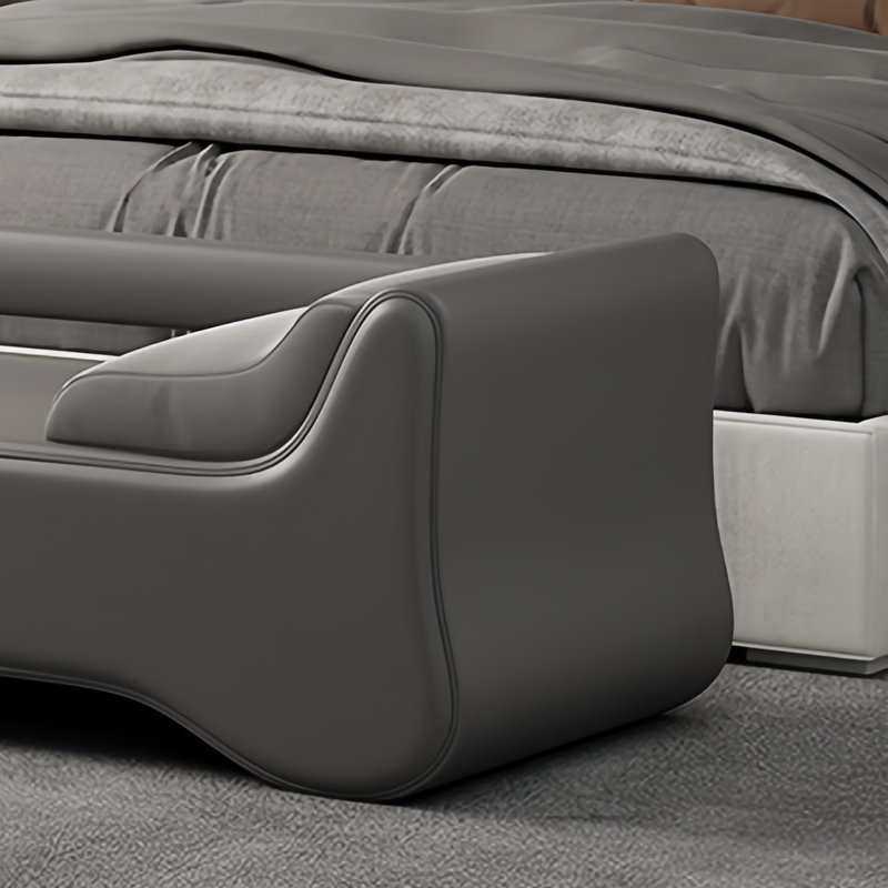 Banc rembourré en cuir Stochmal Match, H 21,25 po x l 70,86 po x P 19,68 po, Gris