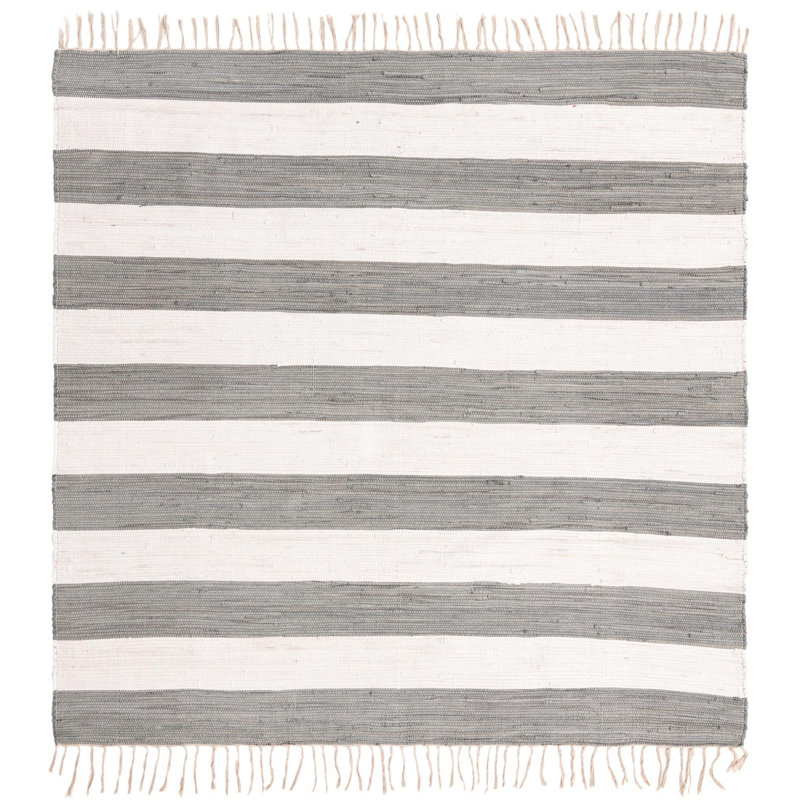 Rinker Cotton Striped Indoor Rug, Square 7'10"