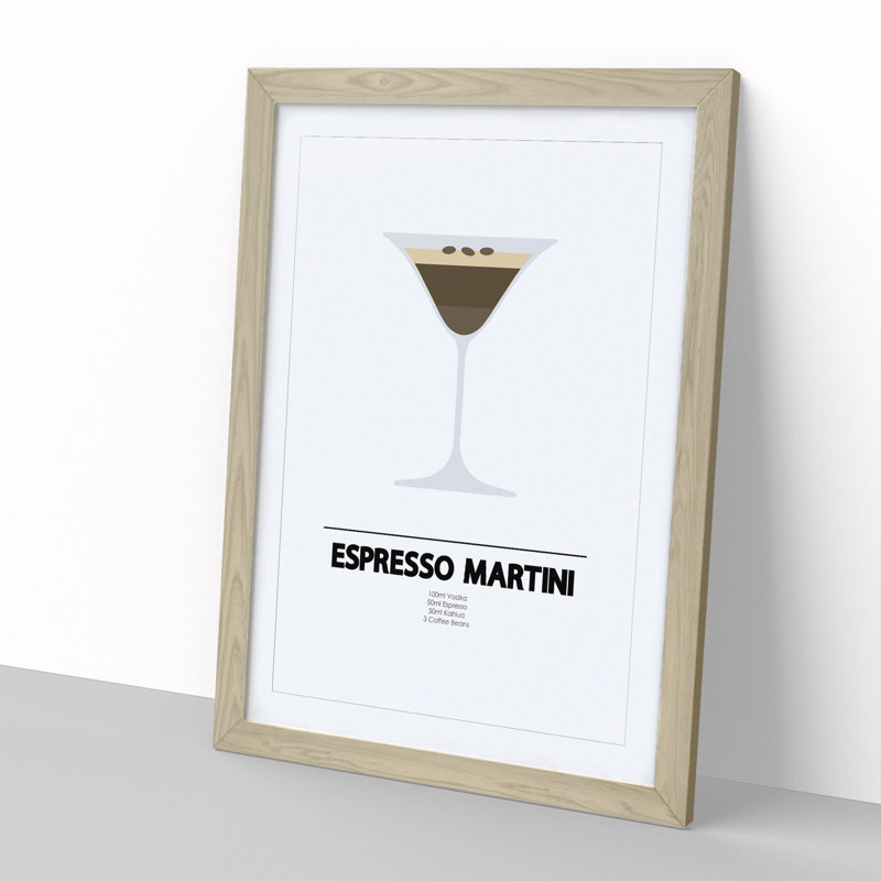Espresso Martini - Picture Frame Graphic Art, 36cm H x 27cm W x 2cm D, Oak