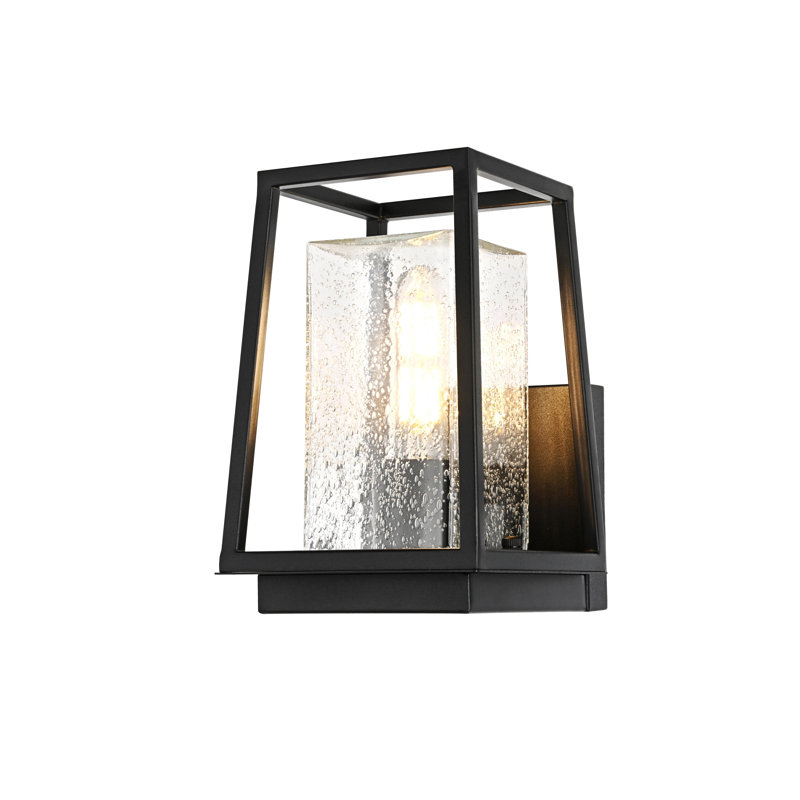 Phung Outdoor Wall Sconce in Black, 9.5" H x 5" W x 7" D