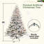 Arbre de Noël artificiel floqué pré-éclairé avec 300 lumières incandescentes blanc chaud, 1419 pointes, pin enneigé PE + PVC avec branches à mémoire de forme partielle, support en métal pliable pour les fêtes-1913996455