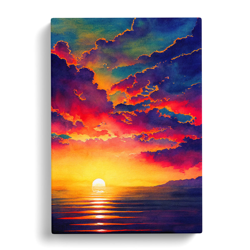 XV1022-5046X Vivacious Ocean Sunset - Print, No Matte, 50cm H x 35cm W, Wrapped Canvas