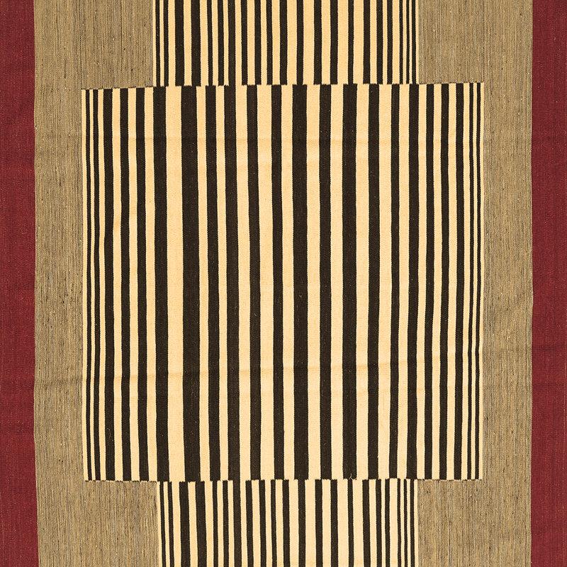 Washable Striped Indoor Rug, Square 3'