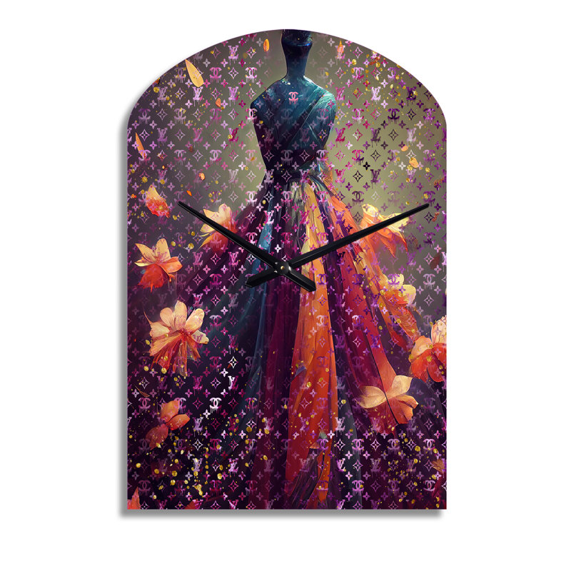 Hallums - Arch Shape Large Orange Wall Clock - Unique Shape, Grand