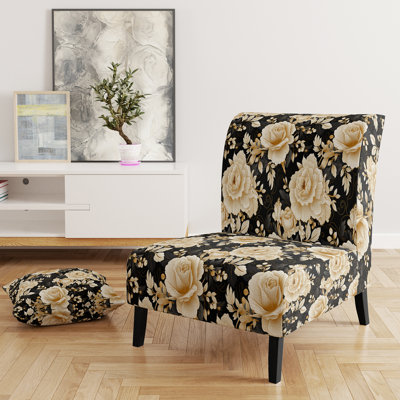 Fauteuil de chambre rembourré Elegant Beige Rose Harmony I