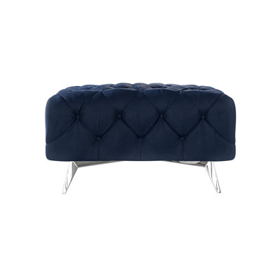 Chesterfield Footstool Bixby with Silver Metal Legs