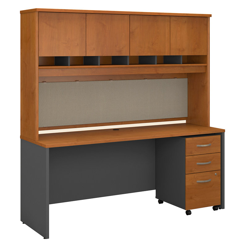 Office 500 Collection Executive Desk, Natural Cherry/Graphite Gray