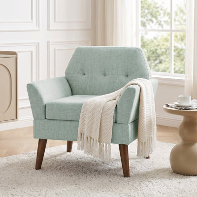 510 Design Newtin 31" Wide Upholstered Armchair with Tufted Backrest, Teal