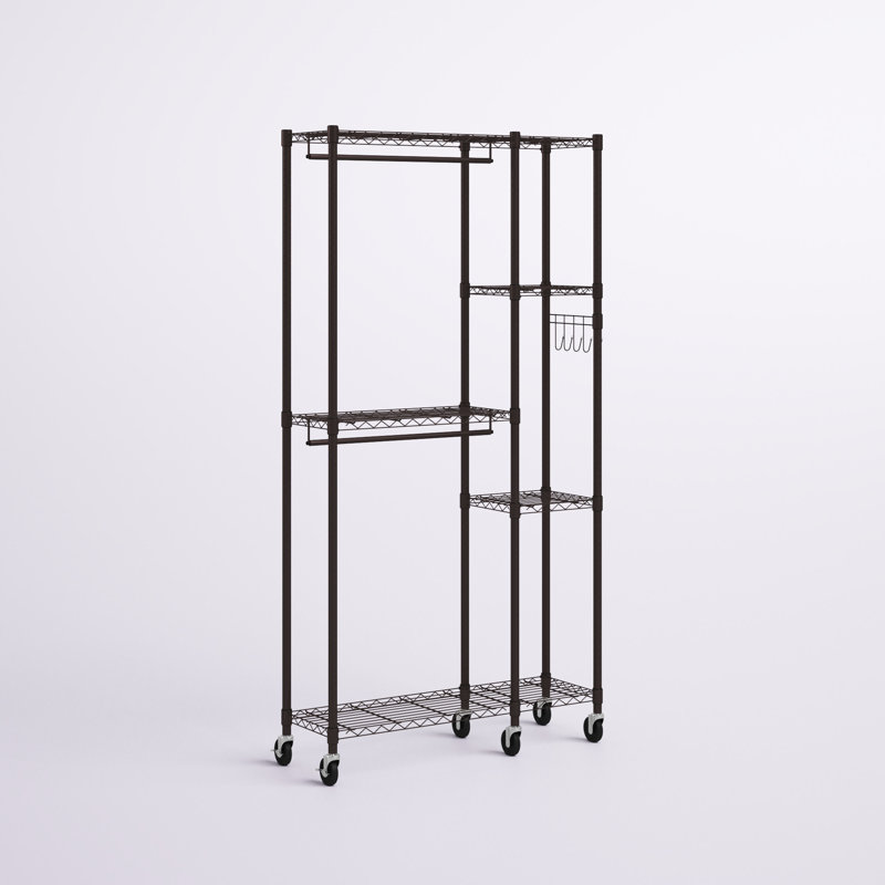 Shawnee 41'' Metal Rolling Industrial Pipe Clothing Rack, Dark Bronze
