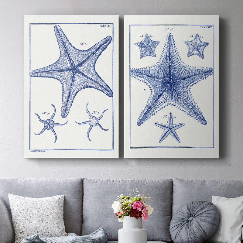 Blue Sea Stars VII - Toile tendue avec châssis de qualité supérieure - Prêt à être accroché, H 18 po x l 24 po