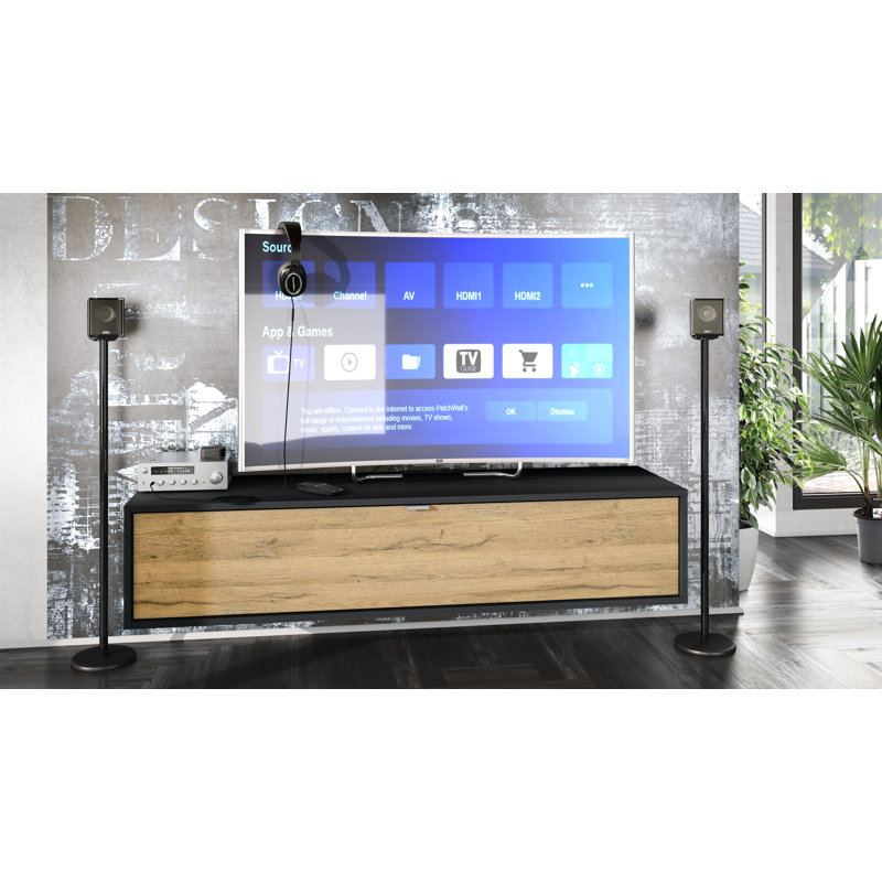 Mccaffrey Unfinished TV Stand for TVs up to 55", Black/Oak Nature