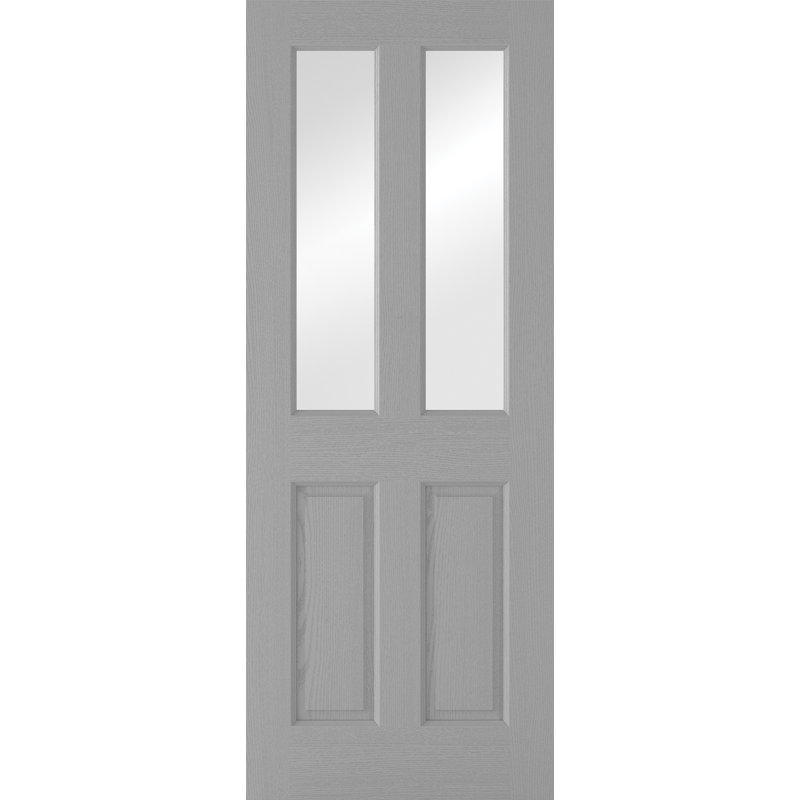Textured 2P 2L Glazed Prefinished Grey Internal Door, 1981mm H x 838mm W x 35mm D