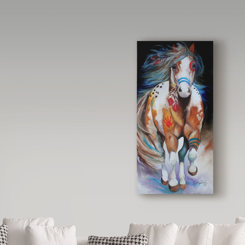 Duniya «Brave The Indian War Horse», reproduction de peinture acrylique sur toile tendue, H 24 po x l 12 po x P 2 po