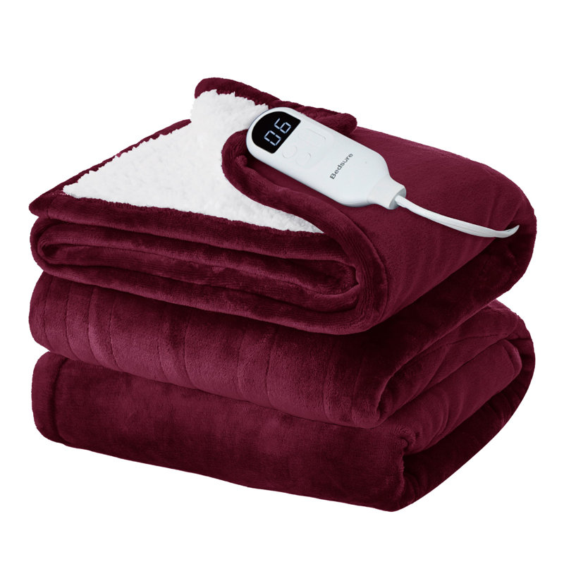 Couverture chauffante pour l'hiver, couverture électrique en flanelle douce avec 4 réglages de temps, 6 réglages de chauffage
