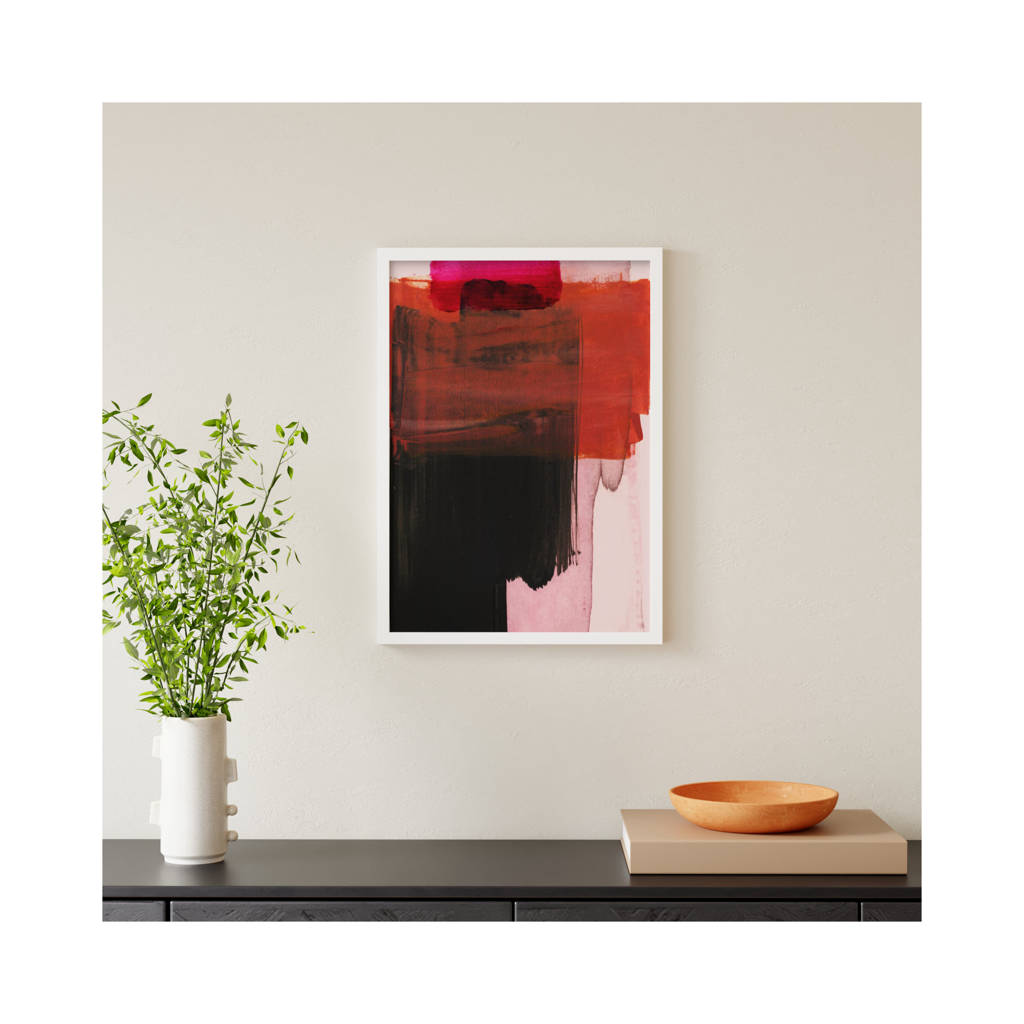 Abstract Painting XXI by Iris Lehnhardt Wood Framed Wall Art Print, White, 25" H x 18" W