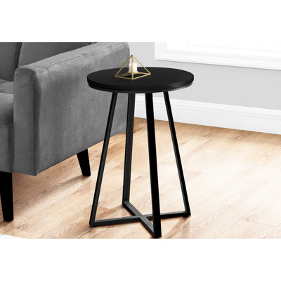 Modern Black Metal Base Accent Table For Living Room And Family Area Office Space