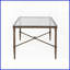 Table basse rectangulaire de salon avec structure en métal bronze Plateau en verre trempé de 5 mm, robuste et amp; Facile à nettoyer