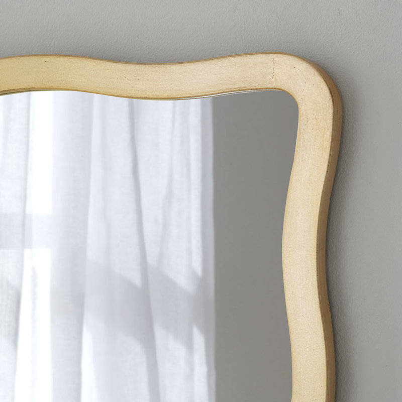 Brexten Flat Wall Mirror, Scalloped/Wavy/Rectangle, Gold, 120cm H x 80cm W