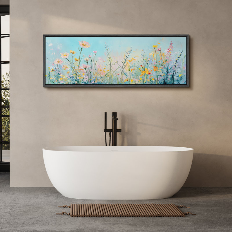 Art floral abstrait bleu sarcelle, images murales de salon, impression numérique sur toile, art numérique, H 20 po x l 60 po