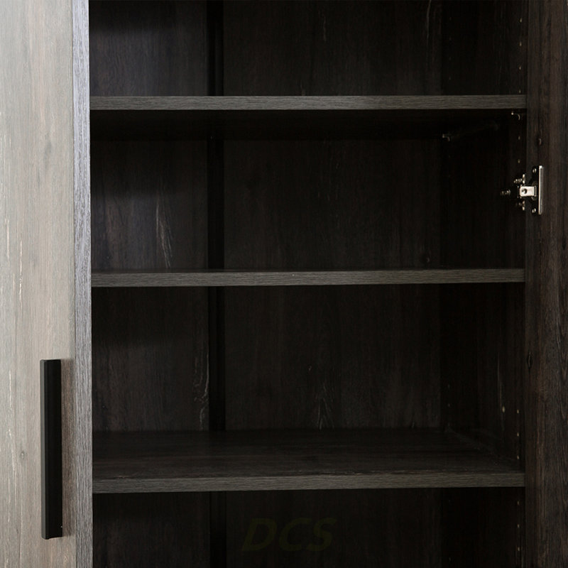 Armoire à chaussures Mia Farmhouse avec six tablettes en gris rustique, rangement pour chaussures, Gris