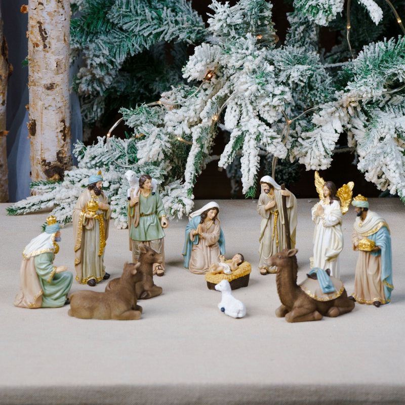 Crèche de Noël en résine 6 po, Grey