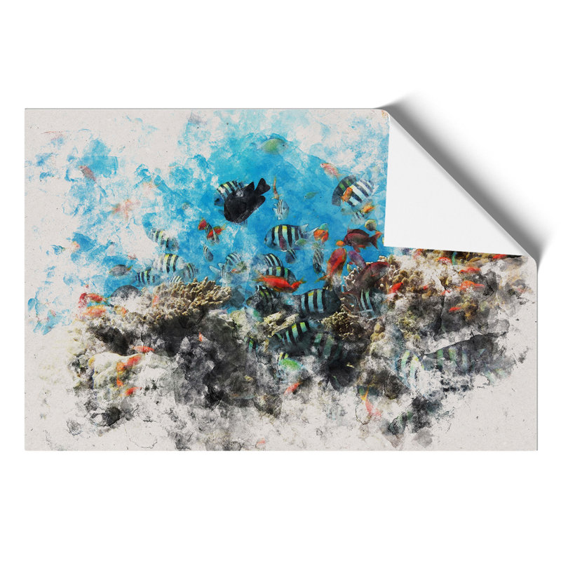 Coral Reef and Fish Vol.2 Watercolour - Unframed Graphic Art, 59cm H x 84cm W x 0.1cm D
