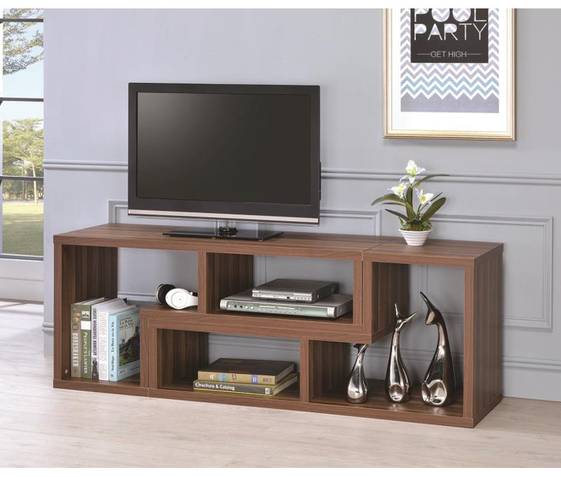Adamsville Geometric Bookcase, 22" H x 63" W, White