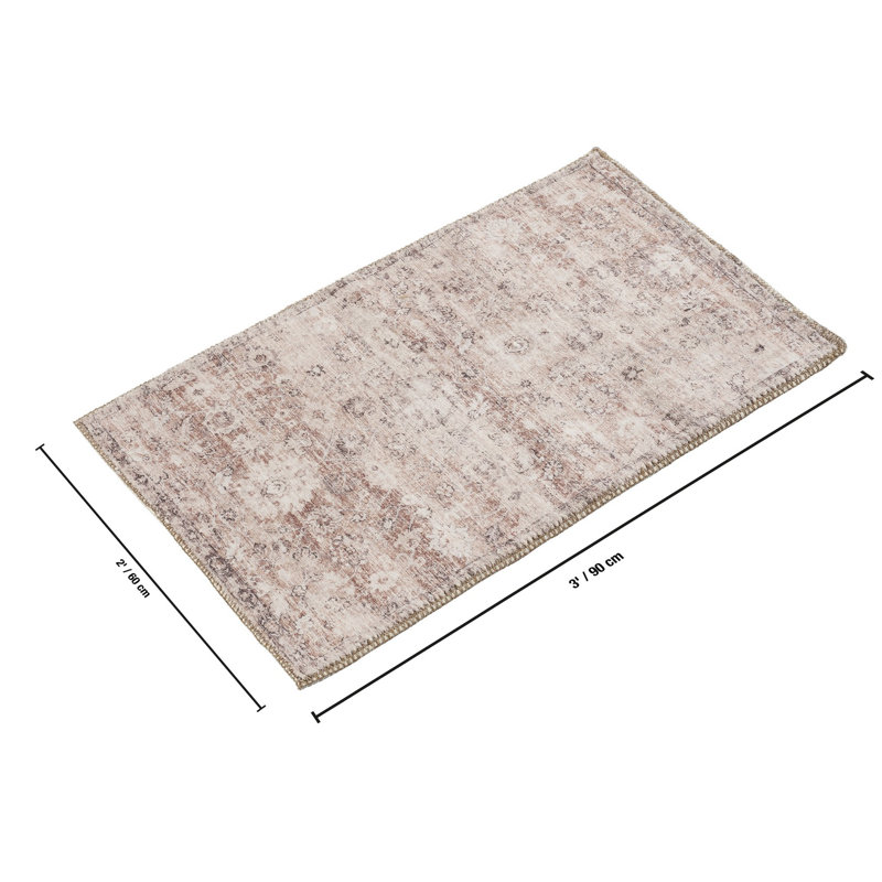 2 Ft. X 3 Ft. Light Brown Traditional Pattern Polyester Area Rug | Gift Idea, Brown