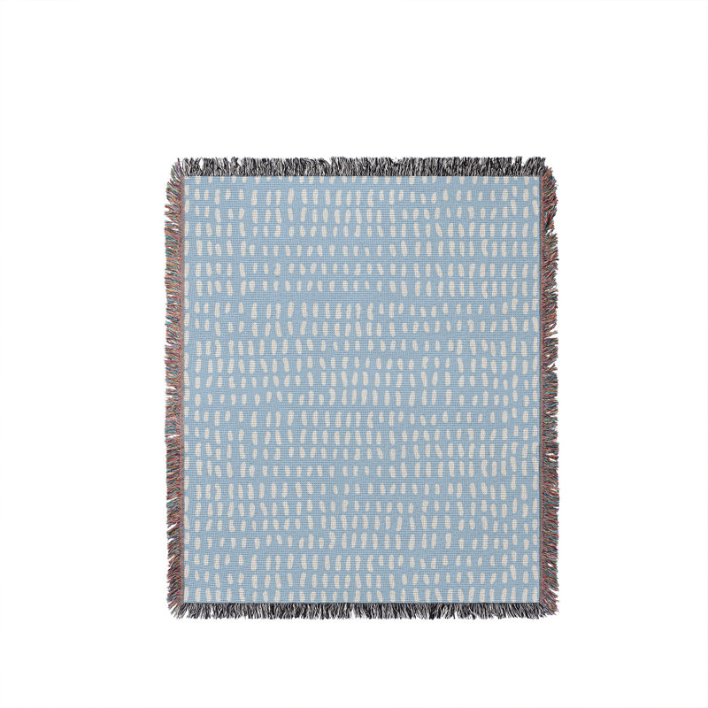 Jeté en coton à imprimé abstrait Kola, Ciel, 50 x 70