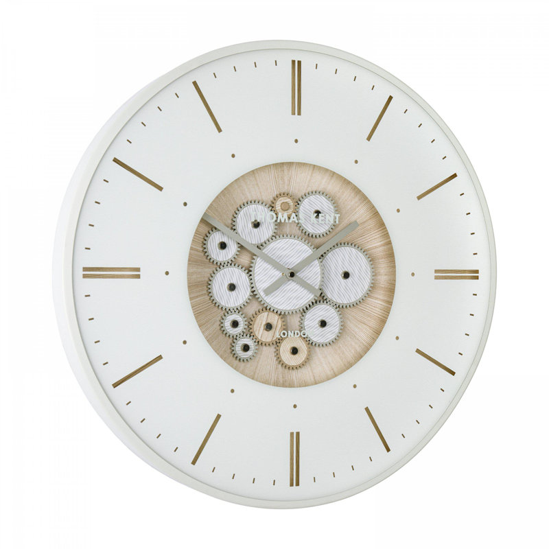 Metal Wall Clock, White, 53 cm H x 53 cm W x 6 cm D