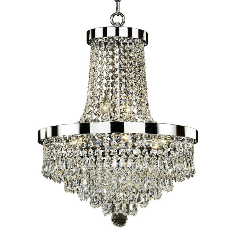 Lustre empire unique à 8 lumières Wilkerson, H 22,5 po x l 16,5 po, Cristal Signature