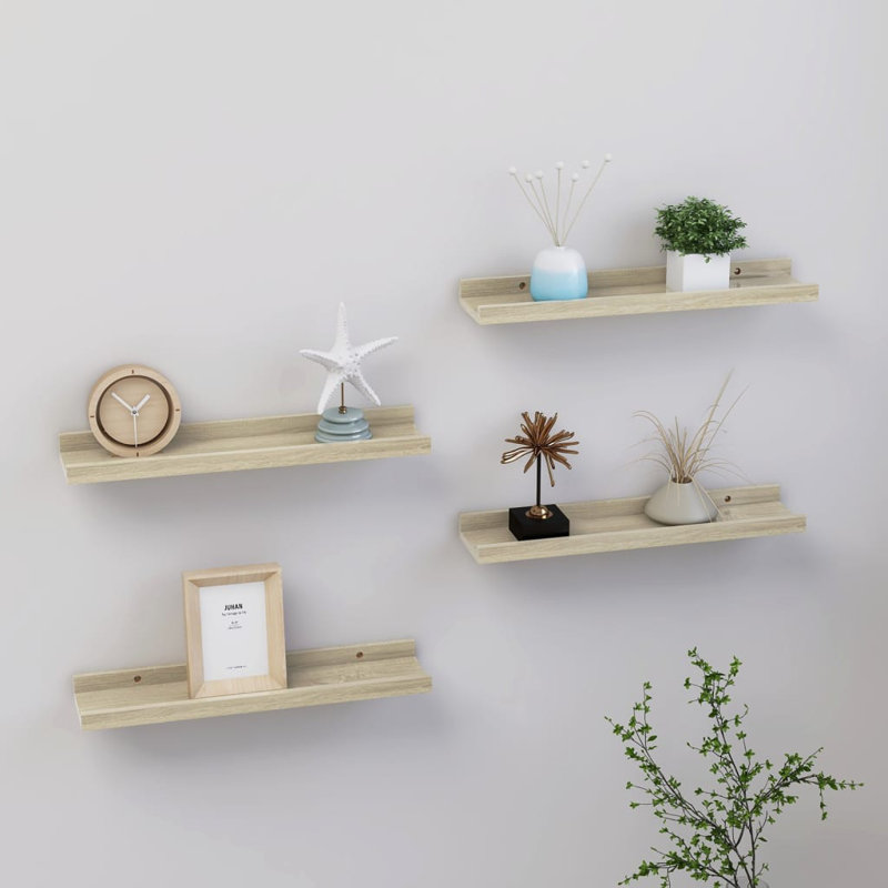 Floating Shelf, 1.2" H x 15.7" W x 3.5" D, Sonoma Oak