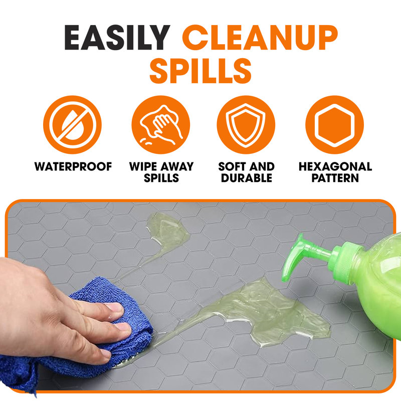 Waterproof Silicone Undersink Mat with Drainage - Extra Large, 25" W x 19" D